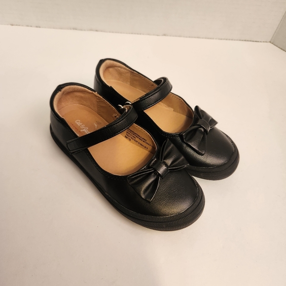 Cat & Jack Girls Black Mary Jane Dressy Shoes Bow Top Grow With Me Size 10 - Picture 1 of 10